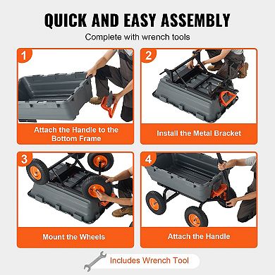Heavy Duty Dump Cart with Large Wheels for Yard and Garden Use