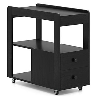 2-Drawer Sofa Side Table with Shelves for Living Room