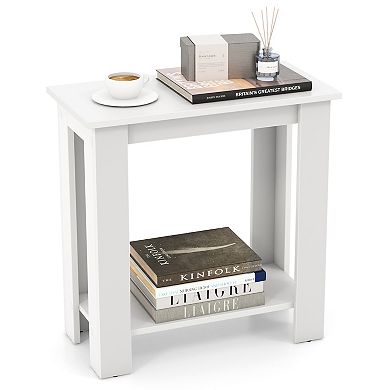 2-Tier Modern Compact End Table with Storage Shelf