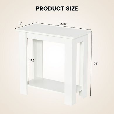 2-Tier Modern Compact End Table with Storage Shelf