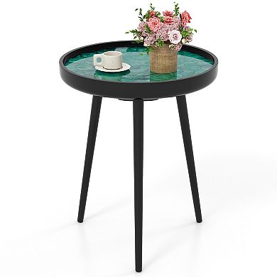 16" Mid-century Modern Coffee End Table with Sea Shell Decoration