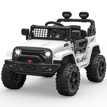 12V Kid Ride-on Truck with Remote Control,Electric Car with Spring Suspension,LED Lights & Bluetooth