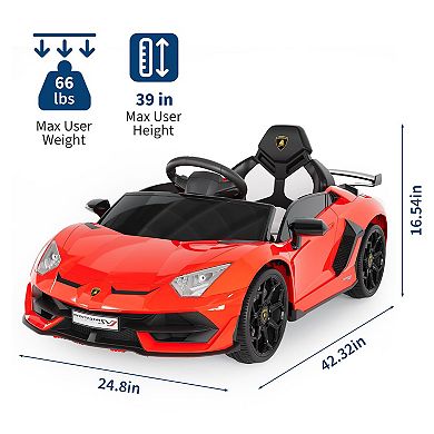 12v Licensed Lamborghini Ride on Car Electric Sports Car with Remote Control, LED Headlights