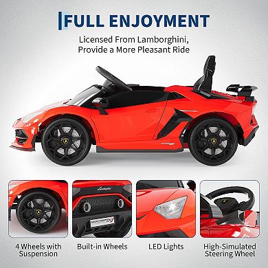 12v Licensed Lamborghini Ride on Car Electric Sports Car with Remote Control, LED Headlights