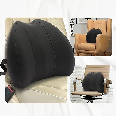 Cheer Collection Memory Foam Lumbar Support Pillow with Adjustable Strap and Washable Cover