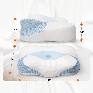 Cheer Collection Contoured Memory Foam Cervical Pillow for Neck and Shoulder Alignment Support
