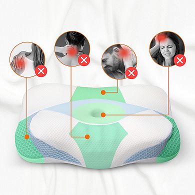Cheer Collection Contoured Memory Foam Cervical Pillow for Neck and Shoulder Alignment Support