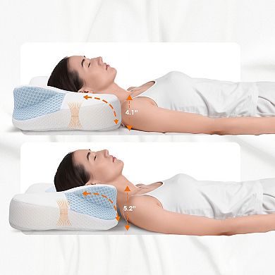 Cheer Collection Contoured Memory Foam Cervical Pillow for Neck and Shoulder Alignment Support