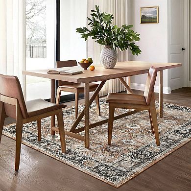 Rustic Retreat Area Rugs for Living Room, Washable Rugs, Vintage Distressed Rug