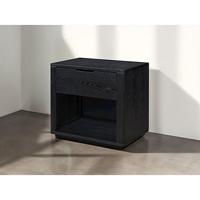 Omax Decor Venice Modern Nightstand with Soft Close Drawer in Black