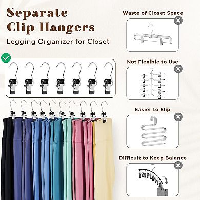 HOUSE DAY Legging Hanger Organizer with Rubber-Coated Clips for Yoga Pants, Workout Sets, Hats