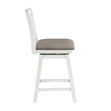 Brookline 24 in. High Back Wood 38 in. Swivel Counter Stool with Fabric Seat
