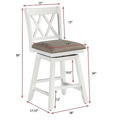 Brookline 24 in. High Back Wood 38 in. Swivel Counter Stool with Fabric Seat