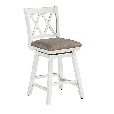 Brookline 24 in. High Back Wood 38 in. Swivel Counter Stool with Fabric Seat