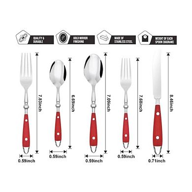 Forged Flatware Set With Red Handle