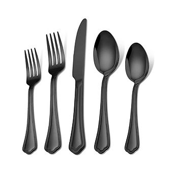 Black Flatware Cutlery With Scalloped Edge