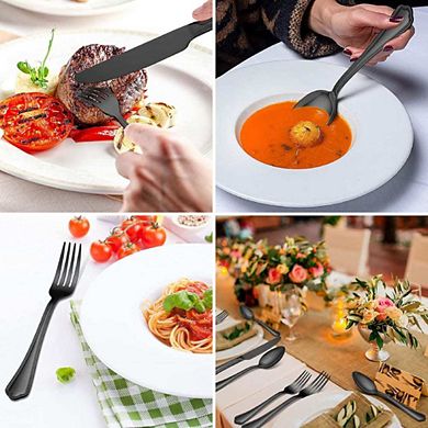 Black Flatware Cutlery With Scalloped Edge