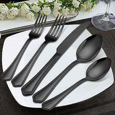 Black Flatware Cutlery With Scalloped Edge