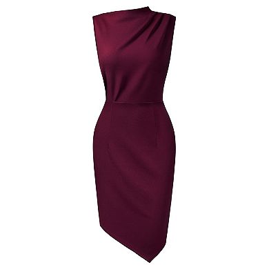 Womens Elegant High Neck Sleeveless Pencil Dress