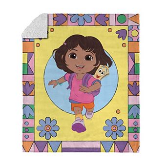 Nickelodeon Dora the Explorer Running Dora Silk Touch Sherpa Throw 50 x 60 in