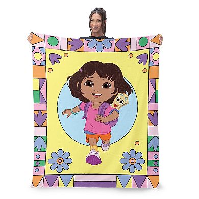Nickelodeon Dora the Explorer Running Dora Silk Touch Sherpa Throw 50 x 60 inches