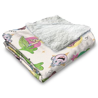 Nickelodeon Dora the Explorer Boots Pattern Silk Touch Sherpa Throw 50 x 60 inches