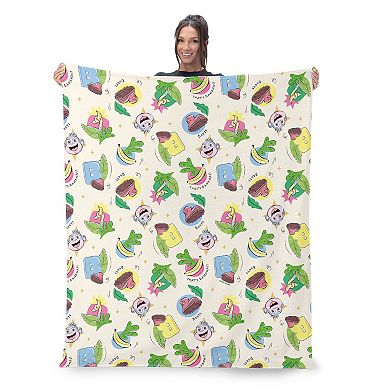 Nickelodeon Dora the Explorer Boots Pattern Silk Touch Sherpa Throw 50 x 60 inches