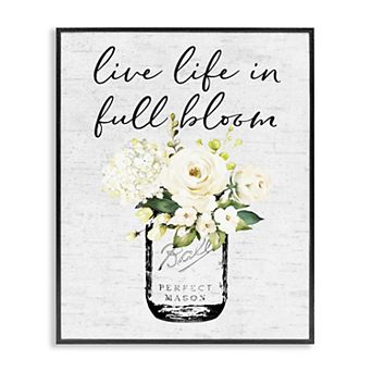 Stupell Home Decor Live Life Full Bloom Floral Framed Wall Art