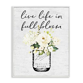 Stupell Home Decor Live Life Full Bloom Floral Framed Wall Art