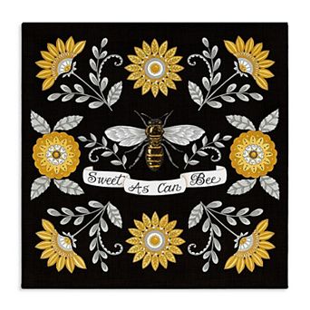 Stupell Home Decor Sweet as Can Bee Vintage Floral Canvas Wall Art