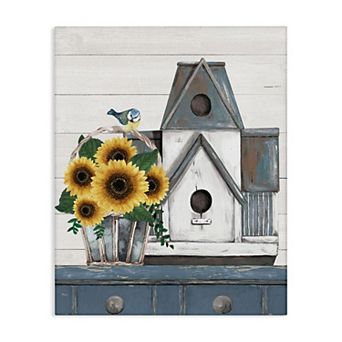 Stupell Home Decor Country Counter Birdhouse & Sunflower Canvas Wall Art