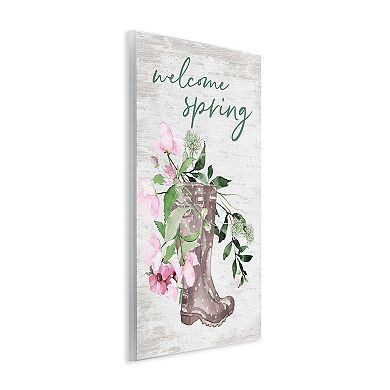 Stupell Home Decor Welcome Spring Seasonal Rain Boots Plaque Wall Art