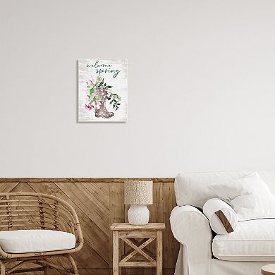 Stupell Home Decor Welcome Spring Seasonal Rain Boots Plaque Wall Art