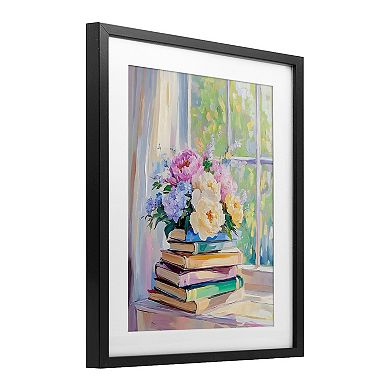 Stupell Home Decor Floral Book Stack Print Wall Art