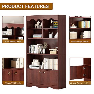 Fancihabor 5-Tier 63 Inch Tall Bookshelf Bookcase for Home Office