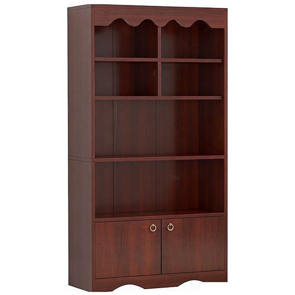 REGAL ダークブラウン 25cm Fancihabor 5-Tier 63 Inch Tall Bookshelf Bookcase for Home Office