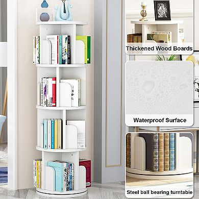 Fancihabor Corner Rotating 360-Degree Bookshelf Storage Rack for Small Spaces