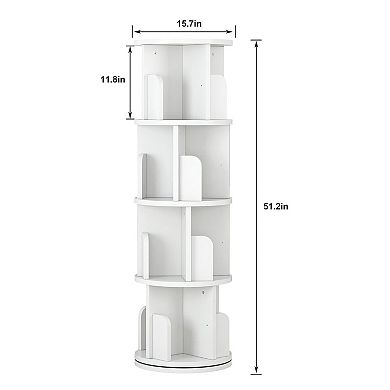 Fancihabor Corner Rotating 360-Degree Bookshelf Storage Rack for Small Spaces