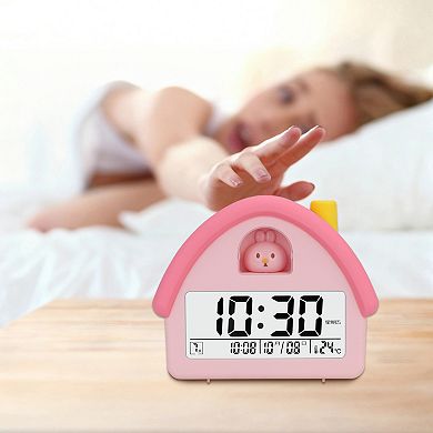 House Shape Multifunctional Alarm Clock, Backlight, Three Alarms, Snooze Function 4.3"x2.4"x5.0"