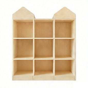 Fancihabor Wooden Kids Bookcase Toy Storage Organizer Playhouse Cabinet Cubby