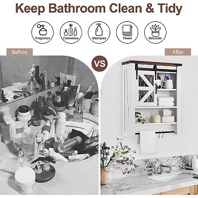 Fancihabor Wall Mounted Bathroom Organizer Cabinet for Laundry Kitchen Storage