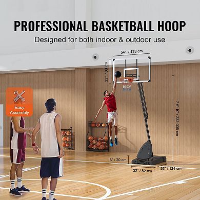 Backyard Basketball Hoop with Fillable Base and Adjustable Height - Black