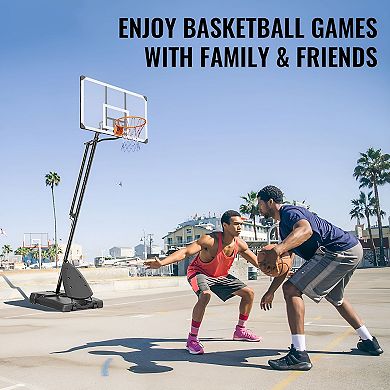 Backyard Basketball Hoop with Fillable Base and Adjustable Height - Black
