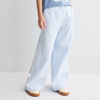 Girls 7-16 Harper & Ivy Wide Leg Pants with Lace & Bow Trim