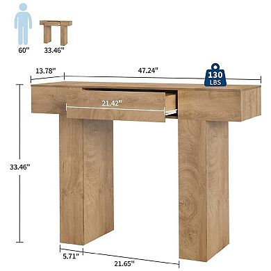 Wood Entryway Table w/Drawers, Sofa Tables Behind the Couch, Industrial Console Table for Entrance