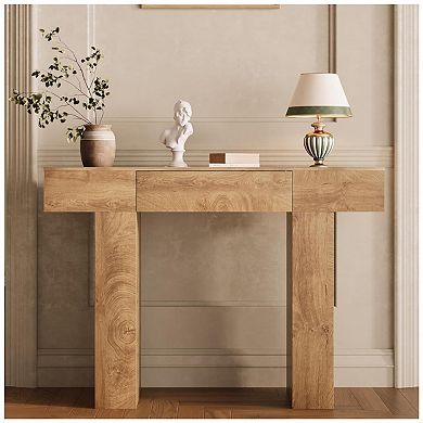 Wood Entryway Table w/Drawers, Sofa Tables Behind the Couch, Industrial Console Table for Entrance