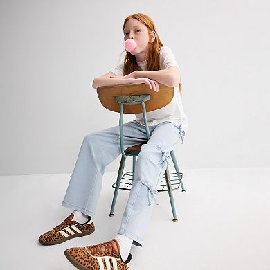 Girls 7-16 Vanilla Star Knit Wide Leg Jeans with Side Bows