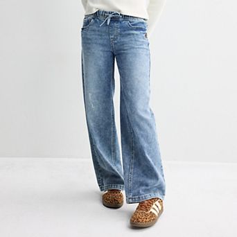 Girls 7-16 Vanilla Star Wide Leg Jeans with Butterfly Embroidery