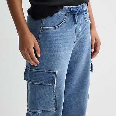 Girls 7-16 Vanilla Star Knit Wide Leg Cargo Pants