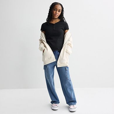Girls 7-16 Vanilla Star Knit Wide Leg Cargo Pants